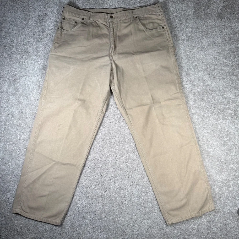 Carhartt Men's 42x32 Relaxed Fit Duck Canvas Carpenter Work Pants Khaki Tan
